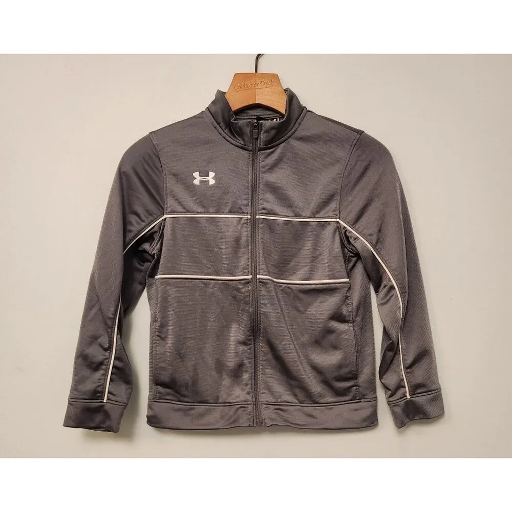 Under Armour Boys‎ Full Zip Gray Track Jacket Size Youth Size Small EUC